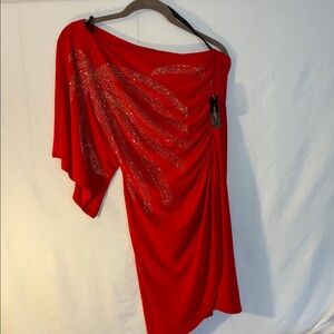 Bisou Bisou Red One Shoulder Dress
